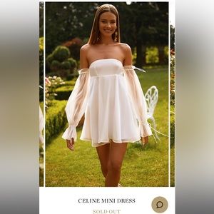 Alamour the Label Celine Mini Dress, Size Small, off the shoulder white dress